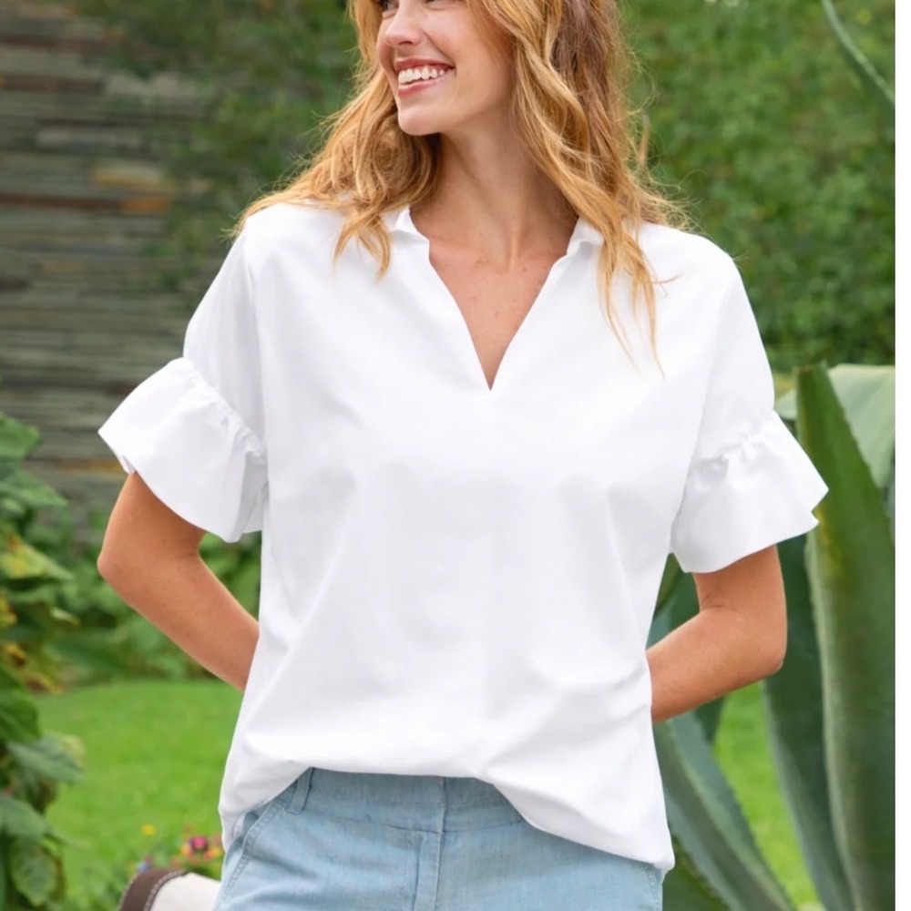Finley White Crosby Blouse Ruffle Size Medium